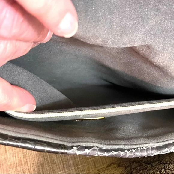 Vintage Carlo Fiori of Italy Purse Shoulder / Clutch Grays/Browns Reptile Skin - Picture 11 of 11